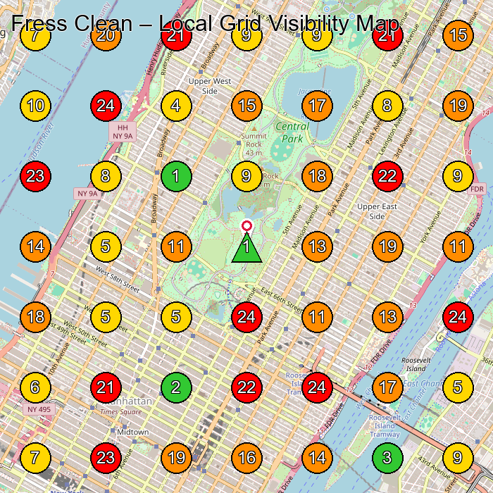 Fress Clean House Cleaning Service GeoGrid ranking map for New York NY